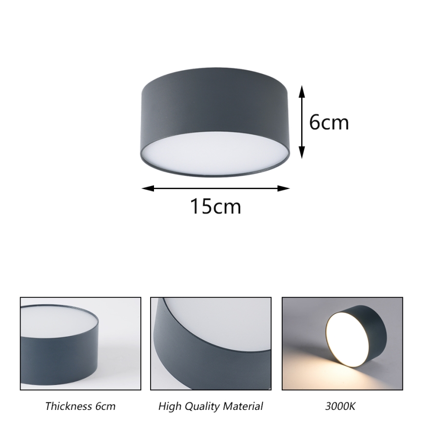 Brilagi - LED plafonsko svetlo za kupatilo FORIS LED/20W/230V prečnika 15 cm antracitno IP44