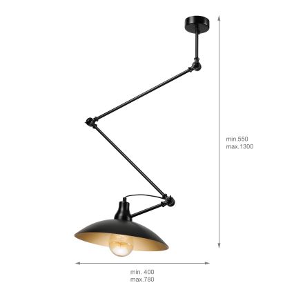 BRILAGI - LED podesiv luster na stalku IRONBEAM 1xE27/60W/230V crni