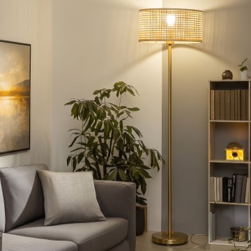 Brilagi - LED podna lampa CERIA 1xE27/20W/230V, prečnik 40 cm, bambus/zlatna