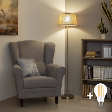 Brilagi - LED podna lampa CERIA 1xE27/40W/230V, prečnik 35 cm, bež/mat hrom