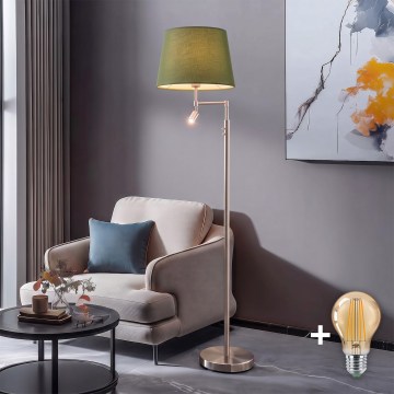 BRILAGI - LED Podna lampa CERIA 1xE27/60W/230V + LED/2,1W Ø 45 cm mat hrom/zelena