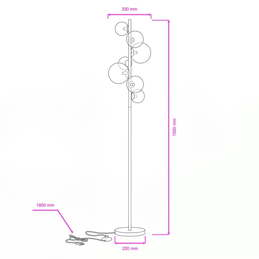 BRILAGI - LED podna lampa MILLA 7xG9/3W/230V crni hrom/bela