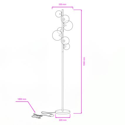 BRILAGI - LED Podna lampa MILLA 7xG9/3W/230V crni hrom/zlatna