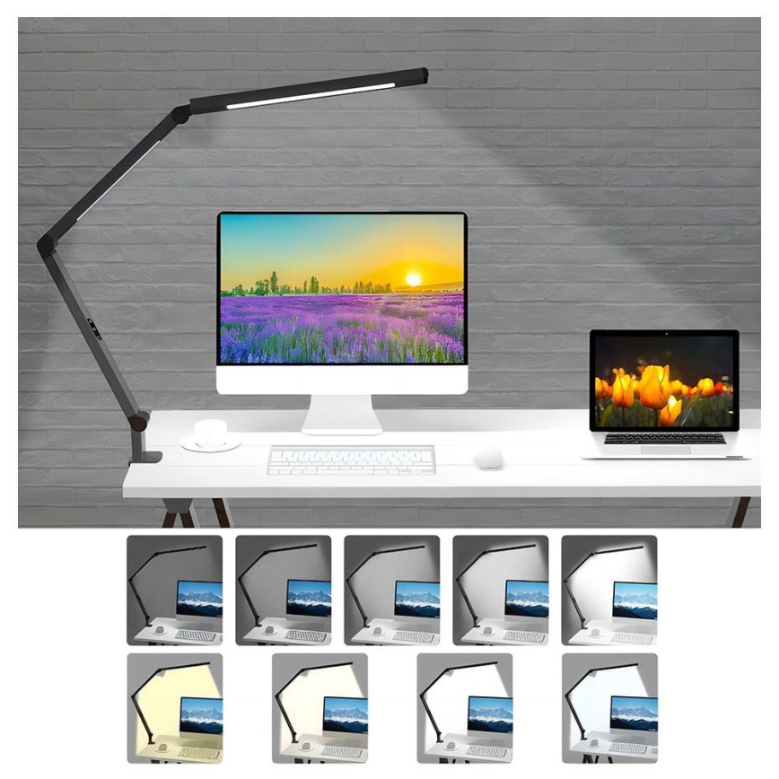 Brilagi - LED prigušiva dodirna fleksibilna stona lampa VARIO LED/12W/230V 3000/4000/5000/6500K CRI 92 crna