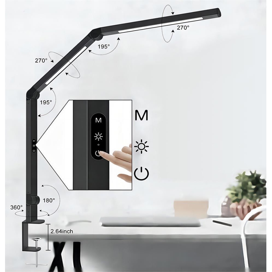 Brilagi - LED prigušiva dodirna fleksibilna stona lampa VARIO LED/12W/230V 3000/4000/5000/6500K CRI 92 crna