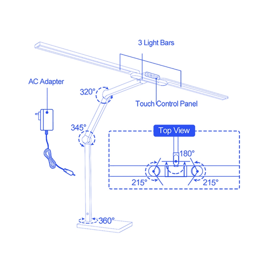 Brilagi - LED prigušiva dodirna stona lampa VARIO LED/24W/230V 3000-6500K CRI 92 bela