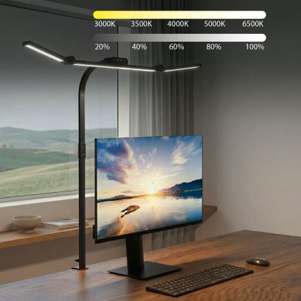 Brilagi - LED prigušiva dodirna stolna lampa sa stezaljkom VARIO LED/24W/230V 3000-6500K CRI 92 crna
