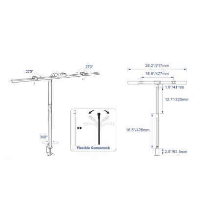 Brilagi - LED prigušiva dodirna stolna lampa sa stezaljkom VARIO LED/24W/230V 3000-6500K CRI 92 crna