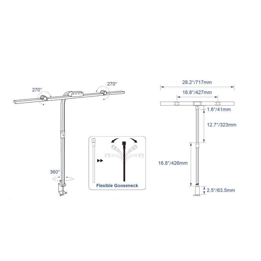 Brilagi - LED prigušiva dodirna stolna lampa sa stezaljkom VARIO LED/24W/230V 3000-6500K CRI 92 crna