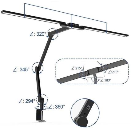 Brilagi - LED prigušiva dodirna fleksibilna stona lampa VARIO LED/24W/230V 3000-6500K CRI 92 crna