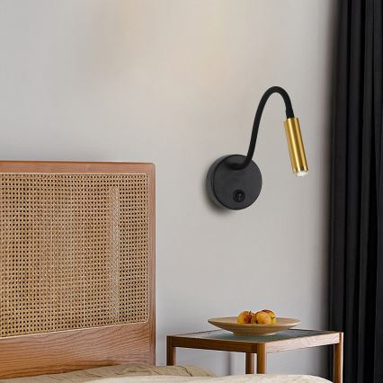 Brilagi - LED prigušiva fleksibilna zidna lampa MAYA 1xG9/4W/230V crna/zlatna 2700-6500K Wi-Fi Tuya