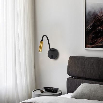 Brilagi - LED prigušiva fleksibilna zidna lampa MAYA 1xG9/4W/230V crna/zlatna 2700-6500K Wi-Fi Tuya