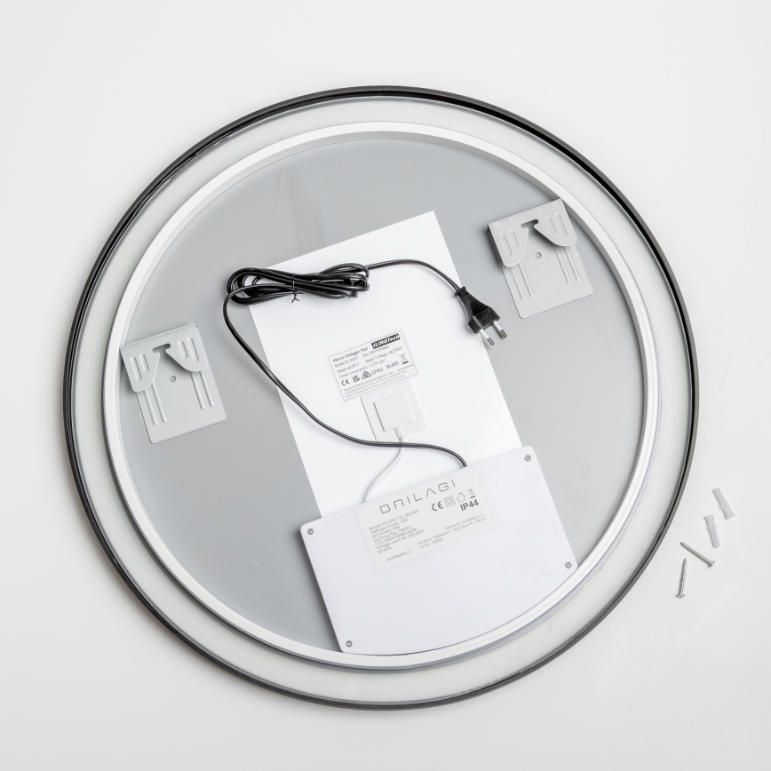 Brilagi - LED prigušiva grejano kupatilsko ogledalo sa pozadinskim osvetljenjem ALU PRO LED/18W/230V pr. 60 cm 3000/4000/6500K IP44 crno CRI 90