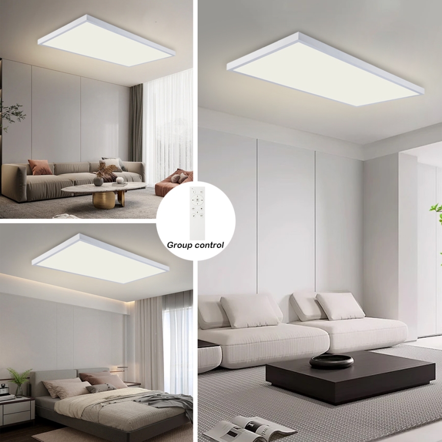 Brilagi - LED prigušiva kupatilska plafonska svetiljka FRAME SMART LED/96W/230V 120x60 cm 3000-6000K IP44 bela + daljinski upravljač