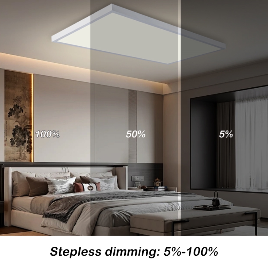 Brilagi - LED prigušiva kupatilska plafonska svetiljka FRAME SMART LED/96W/230V 120x60 cm 3000-6000K IP44 bela + daljinski upravljač