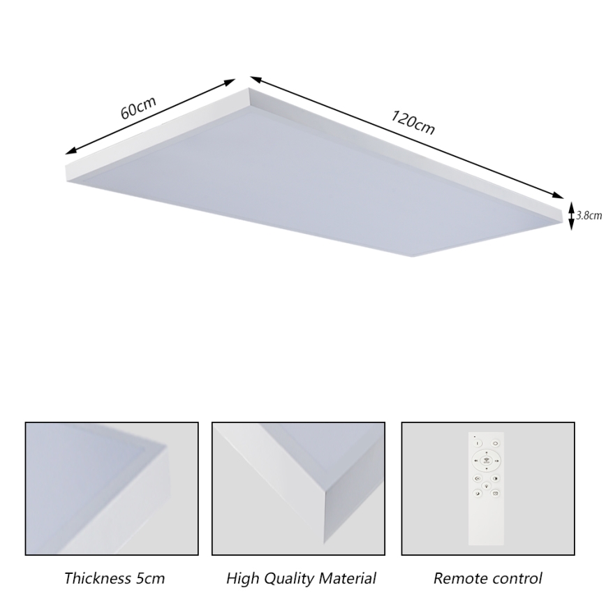 Brilagi - LED prigušiva kupatilska plafonska svetiljka FRAME SMART LED/96W/230V 120x60 cm 3000-6000K IP44 bela + daljinski upravljač