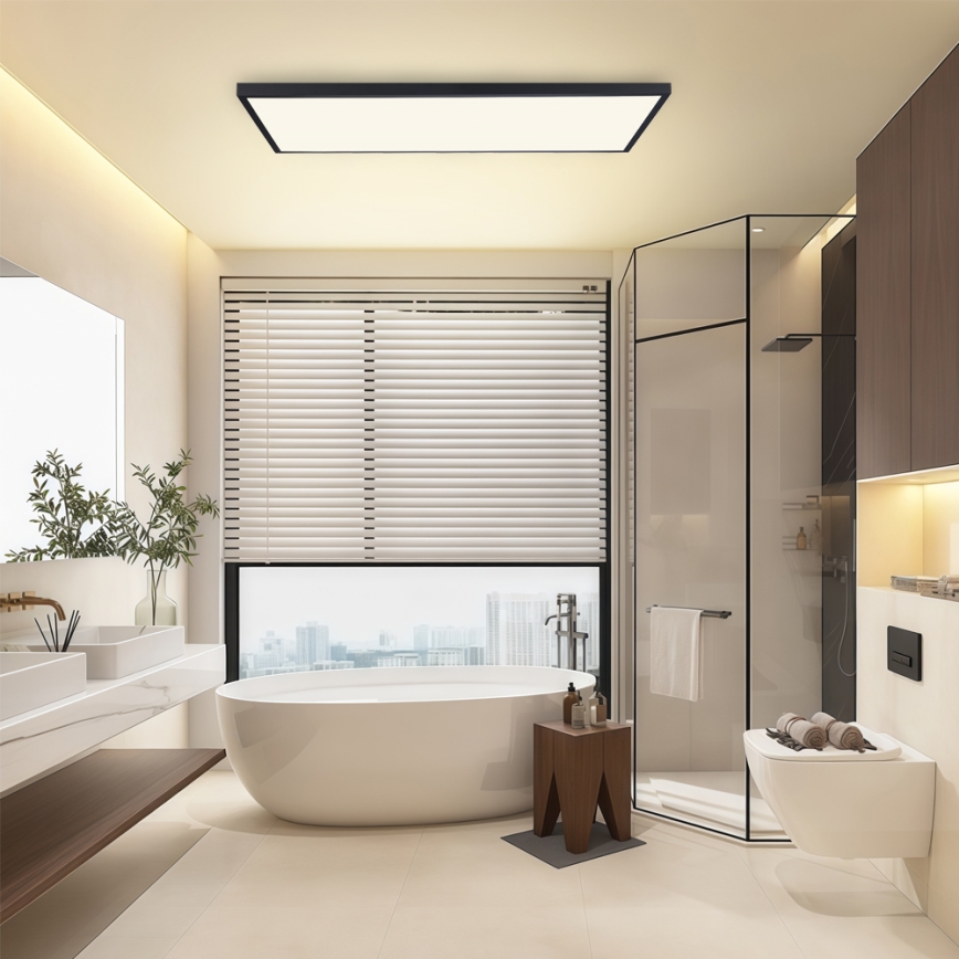 Brilagi - LED prigušiva kupatilska plafonska svetiljka FRAME SMART LED/96W/230V 120x60 cm 3000-6000K IP44 crna + daljinski upravljač
