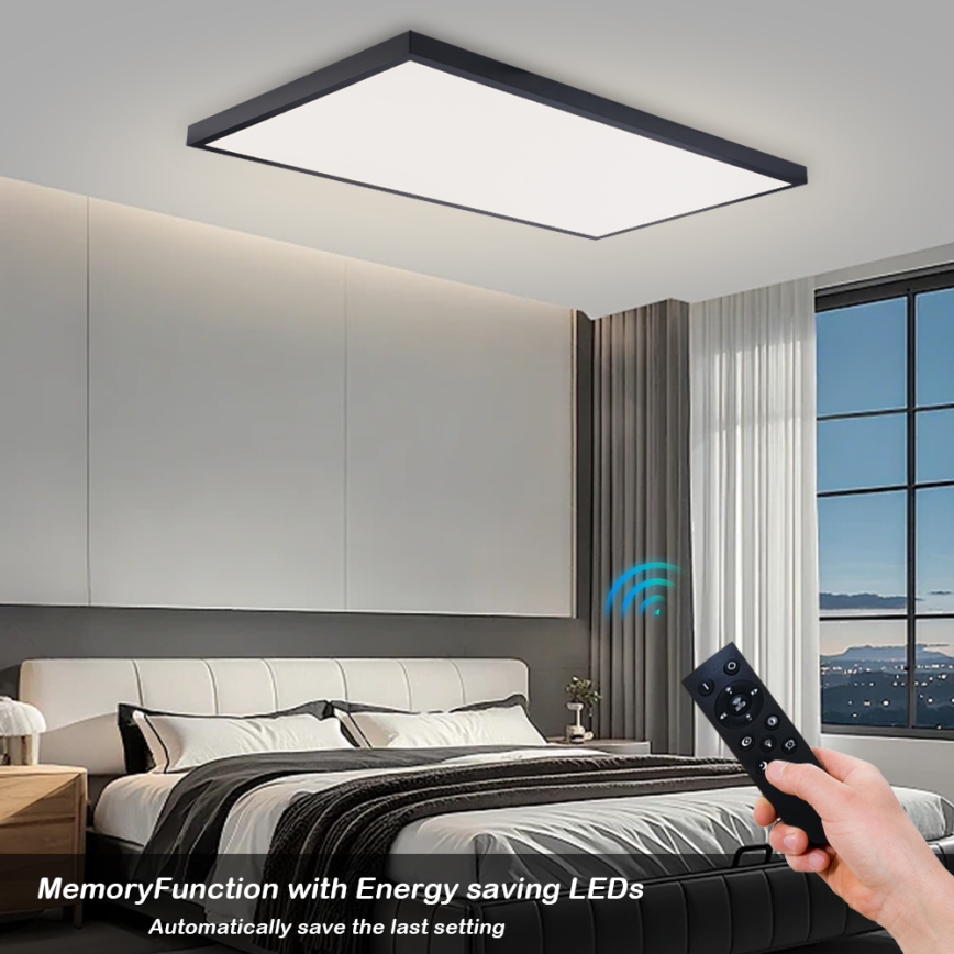 Brilagi - LED prigušiva kupatilska plafonska svetiljka FRAME SMART LED/96W/230V 120x60 cm 3000-6000K IP44 crna + daljinski upravljač