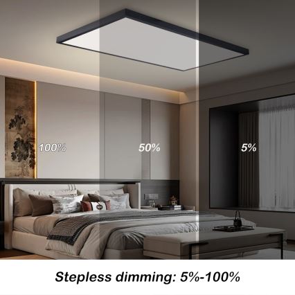 Brilagi - LED prigušiva kupatilska plafonska svetiljka FRAME SMART LED/96W/230V 120x60 cm 3000-6000K IP44 crna + daljinski upravljač