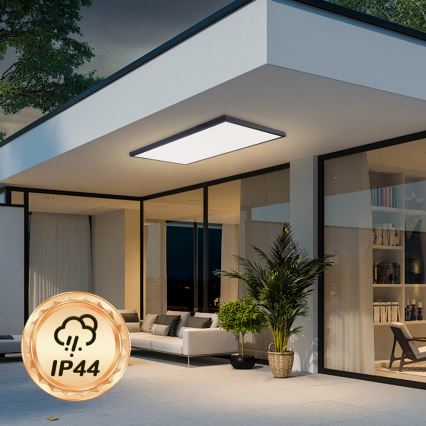 Brilagi - LED prigušiva kupatilska plafonska svetiljka FRAME SMART LED/96W/230V 120x60 cm 3000-6000K IP44 crna + daljinski upravljač