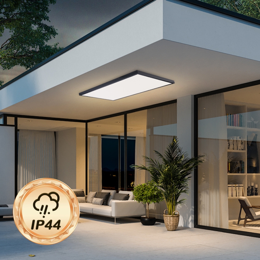 Brilagi - LED prigušiva kupatilska plafonska svetiljka FRAME SMART LED/96W/230V 120x60 cm 3000-6000K IP44 crna + daljinski upravljač