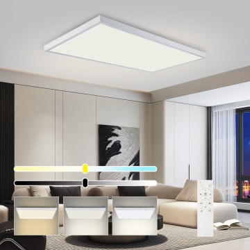 Brilagi - LED prigušiva kupatilska plafonska svetiljka FRAME SMART LED/96W/230V 120x60 cm 3000-6000K IP44 bela + daljinski upravljač