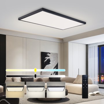 Brilagi - LED prigušiva kupatilska plafonska svetiljka FRAME SMART LED/96W/230V 120x60 cm 3000-6000K IP44 crna + daljinski upravljač