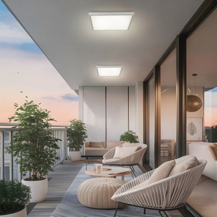 Brilagi - prigušiva LED plafonska lampa za kupatilo FRAME SMART LED/50W/230V 60x60 cm 3000-6000K IP44 srebrna + daljinski upravljač