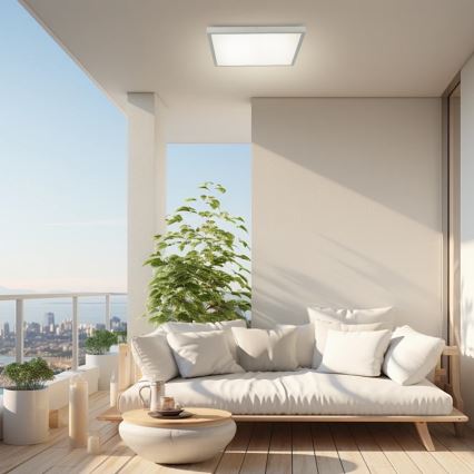 Brilagi - prigušiva LED plafonska lampa za kupatilo FRAME SMART LED/50W/230V 60x60 cm 3000-6000K IP44 srebrna + daljinski upravljač