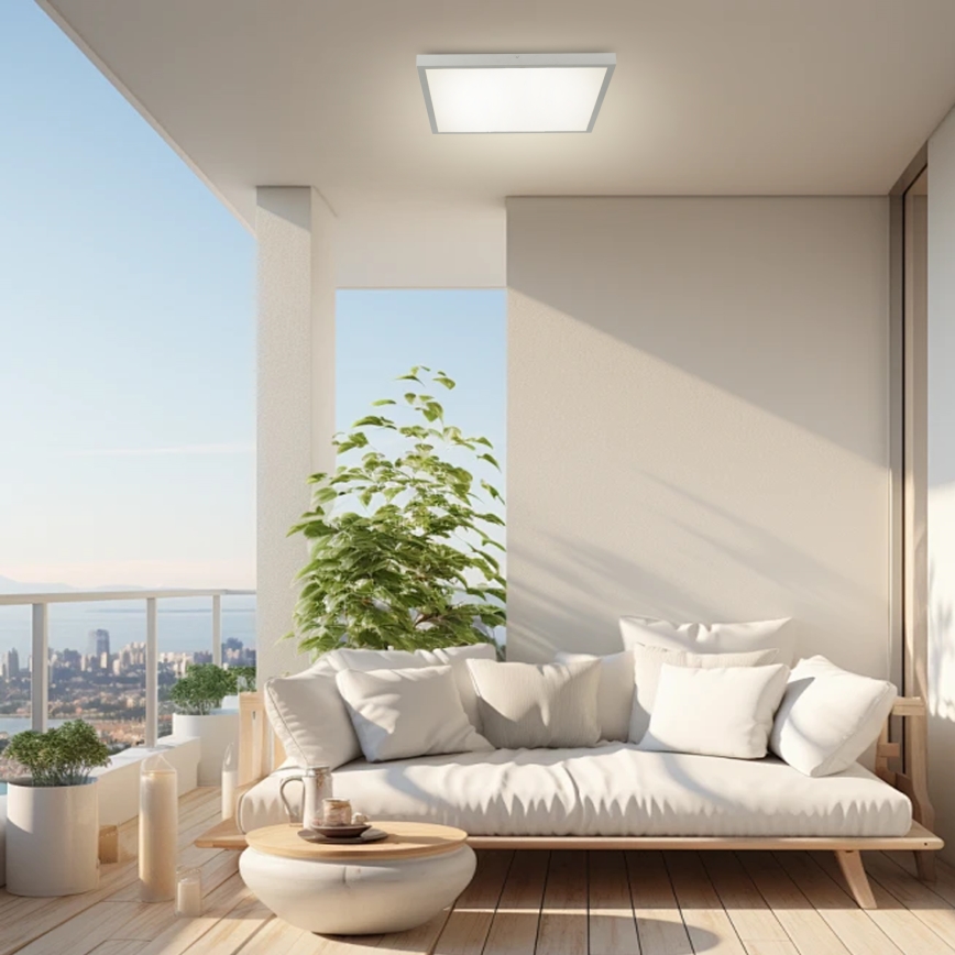 Brilagi - prigušiva LED plafonska lampa za kupatilo FRAME SMART LED/50W/230V 60x60 cm 3000-6000K IP44 srebrna + daljinski upravljač