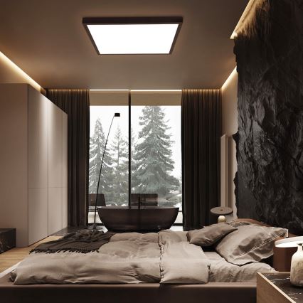 Brilagi - LED kupatilsko plafonsko svetlo (prigušiva) FRAME SMART LED/50W/230V 60x60 cm 3000-6000K IP44 crna + daljinski upravljač