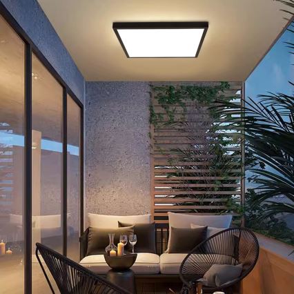 Brilagi - LED kupatilsko plafonsko svetlo (prigušiva) FRAME SMART LED/50W/230V 60x60 cm 3000-6000K IP44 crna + daljinski upravljač