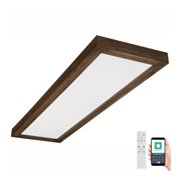 Brilagi - LED prigušiva kupatilsko plafonsko svetlo WOODY FRAME LED/50W/230V hrast-orah 120x30 cm 3000-6000K IP44 + daljinski upravljač