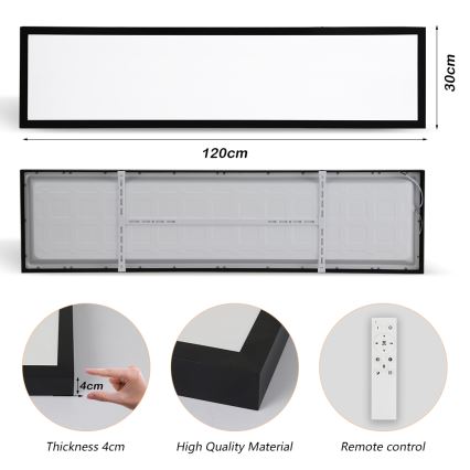 Brilagi - prigušiva LED plafonsko svetlo za kupatilo FRAME SMART LED/50W/230V 120x30 cm 3000-6000K IP44 crna + daljinski upravljač