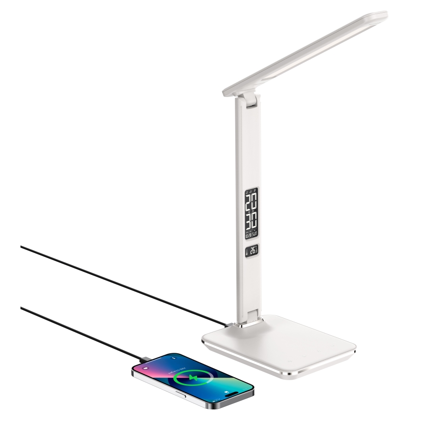 Brilagi - REGINA LED prigušiva stona lampa sa bežičnim QI punjenjem i USB priključkom, LED/8,5W/230V, bela
