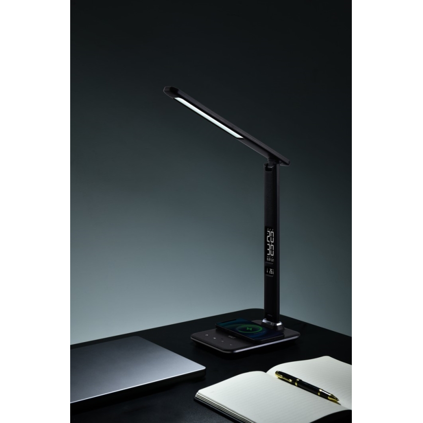 Brilagi - LED prigušiva stona lampa sa bežičnim QI punjenjem i USB REGINA LED/8,5W/230V crna