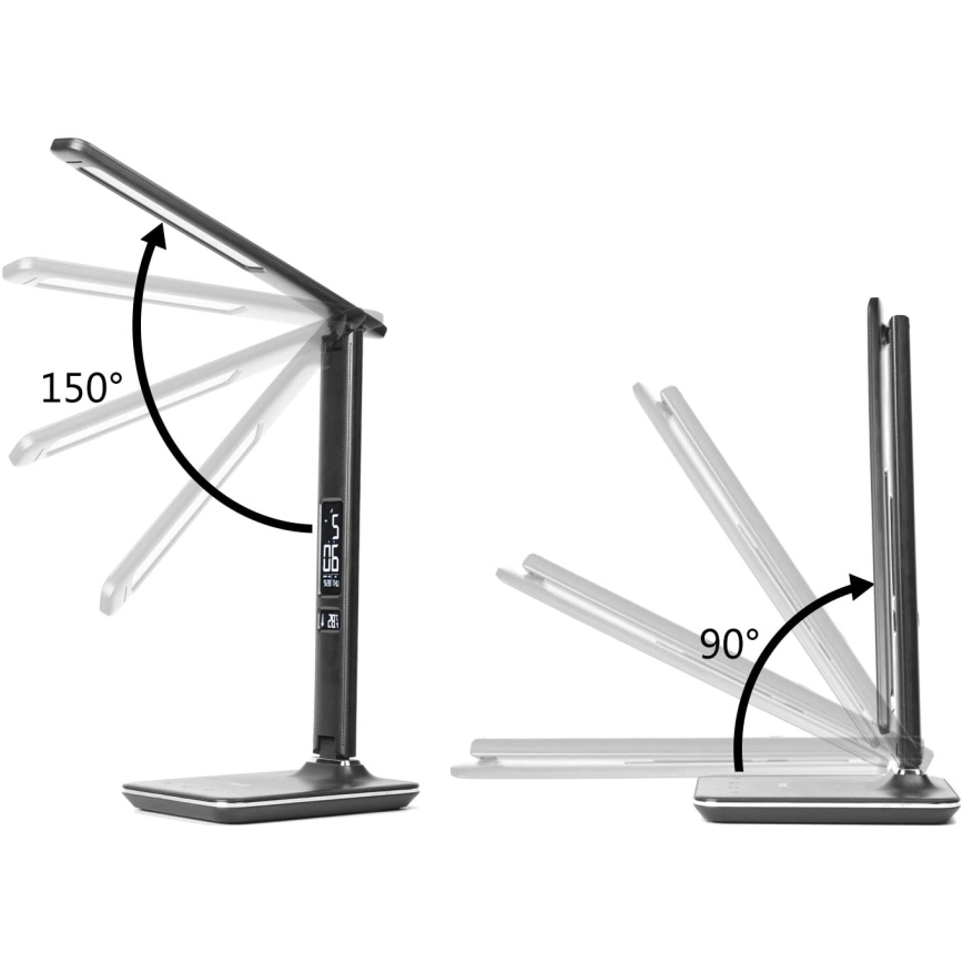 Brilagi - LED prigušiva stona lampa sa bežičnim QI punjenjem i USB REGINA LED/8,5W/230V crna