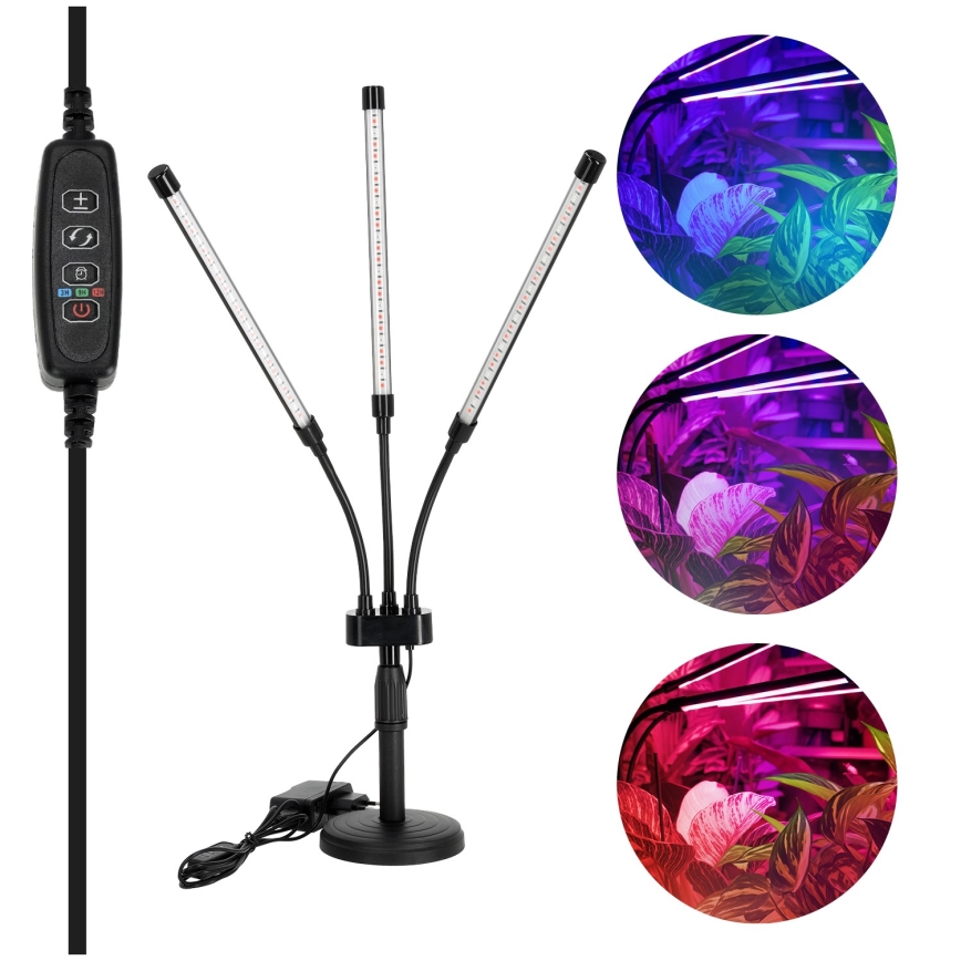 Brilagi - prigušiva fleksibilna LED stona lampa za uzgoj biljaka VITABLOOM 3xLED/10W/230V crna