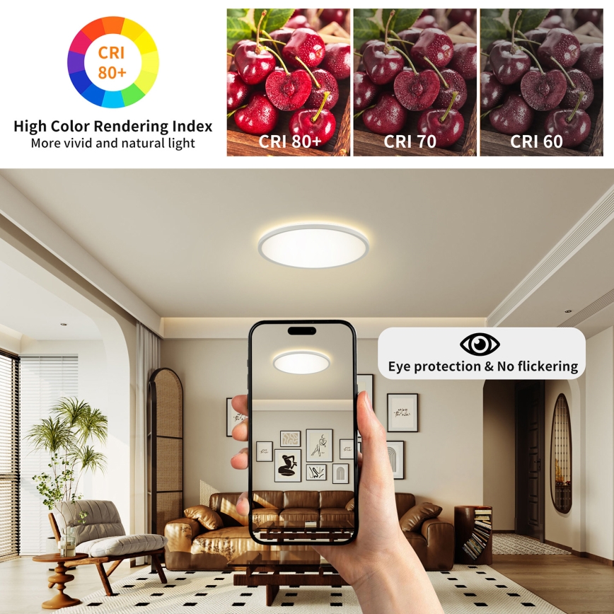 Brilagi - ULTRA SLIM LED prigušiva svetiljka sa senzorom pokreta i sumraka, 24W/230V, prečnik 42 cm + daljinski upravljač