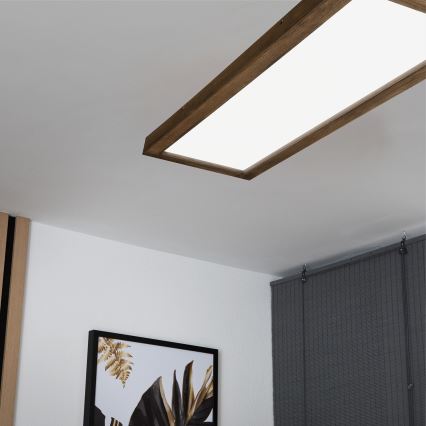Brilagi - LED prigušiva kupatilsko plafonsko svetlo WOODY FRAME LED/50W/230V hrast-orah 120x30 cm 3000-6000K IP44 + daljinski upravljač