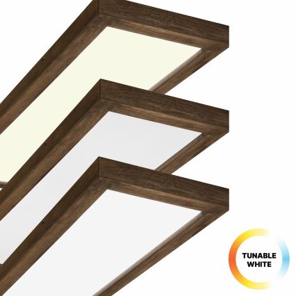 Brilagi - LED prigušiva kupatilsko plafonsko svetlo WOODY FRAME LED/50W/230V hrast-orah 120x30 cm 3000-6000K IP44 + daljinski upravljač