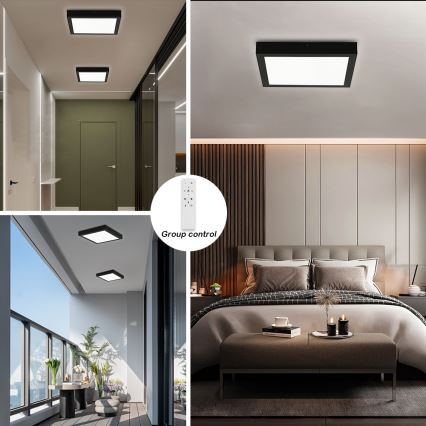 Brilagi - LED prigušiva kupatilska plafonska svetiljka FRAME SMART LED/24W/230V 30x30 cm 3000-6000K IP44 crna + daljinsko upravljanje