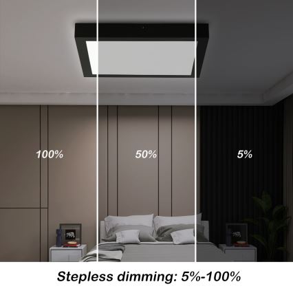Brilagi - LED prigušiva kupatilska plafonska svetiljka FRAME SMART LED/24W/230V 30x30 cm 3000-6000K IP44 crna + daljinsko upravljanje