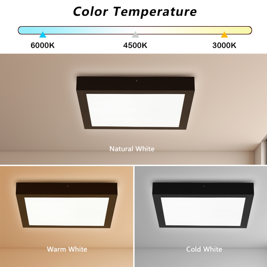 Brilagi - LED prigušiva kupatilska plafonska svetiljka FRAME SMART LED/24W/230V 30x30 cm 3000-6000K IP44 crna + daljinsko upravljanje