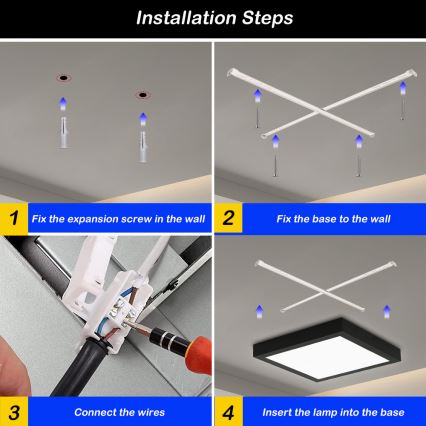 Brilagi - LED prigušiva kupatilska plafonska svetiljka FRAME SMART LED/24W/230V 30x30 cm 3000-6000K IP44 crna + daljinsko upravljanje