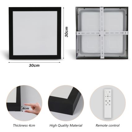 Brilagi - LED prigušiva kupatilska plafonska svetiljka FRAME SMART LED/24W/230V 30x30 cm 3000-6000K IP44 crna + daljinsko upravljanje
