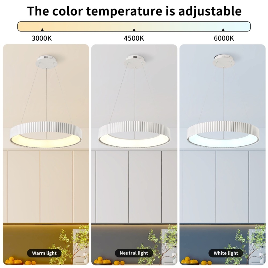 BRILAGI - LED prigušiva luster na sajli FALCON MODERN LED/54W/230V 3000-6000K prečnik 60 cm bela + daljinski upravljač