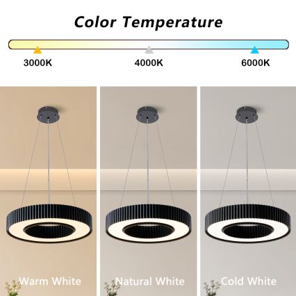 BRILAGI - LED prigušiva luster na sajli LUMIX LED/48W/230V 3000-6000K crna preč. 50 cm + daljinski upravljač