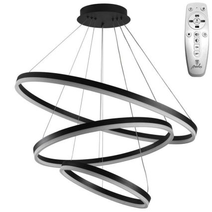 Brilagi - LED prigušiva luster na sajli CIRCLE LED/125W/230V 3000-6500K prečnik 80 cm crna + daljinski upravljač