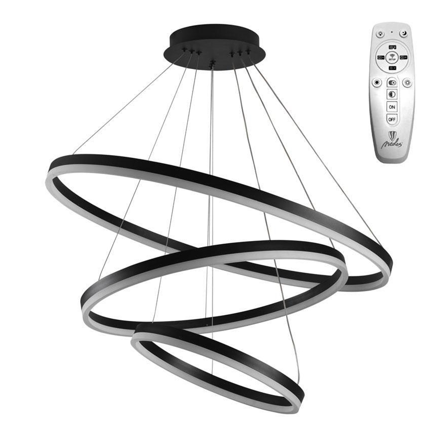 Brilagi - LED prigušiva luster na sajli CIRCLE LED/125W/230V 3000-6500K prečnik 80 cm crna + daljinski upravljač